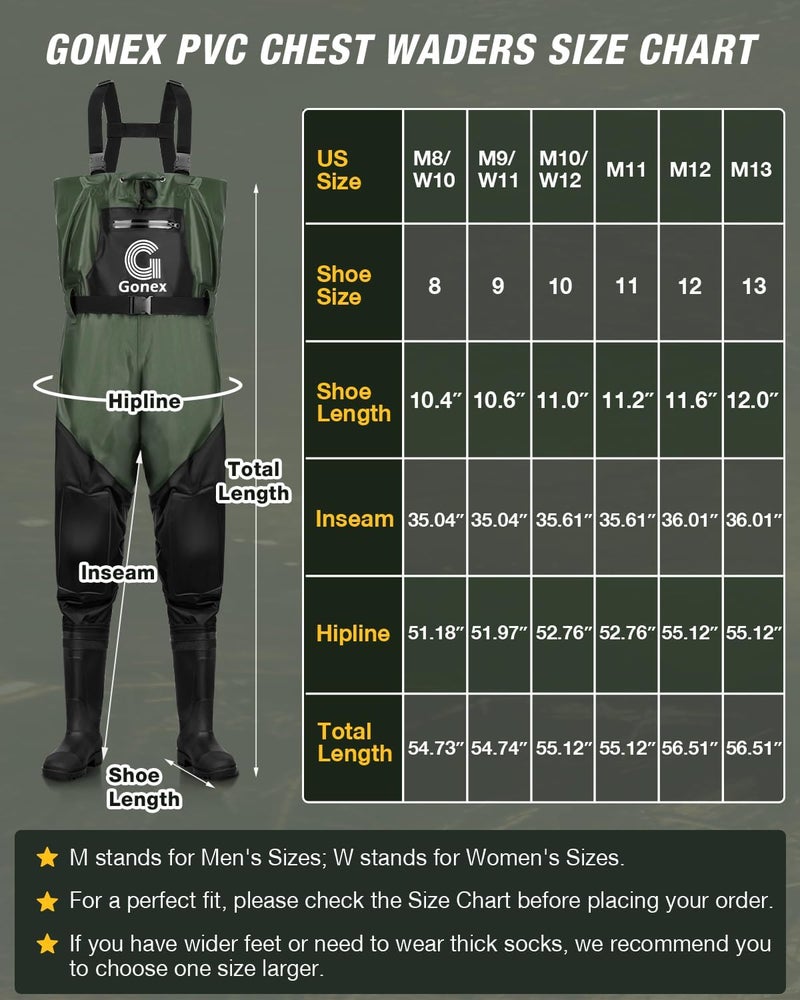 Gonex Chest Waders for Men Women Waterproof 2-Ply PVC Waders for Fishing Duck Hunting with Boot Hanger - Image 5